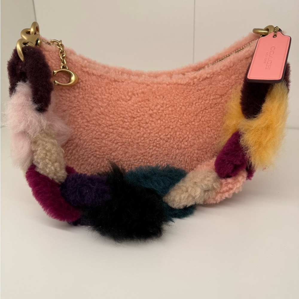 Coach Pink Shearling Shoulder Bag NWOT